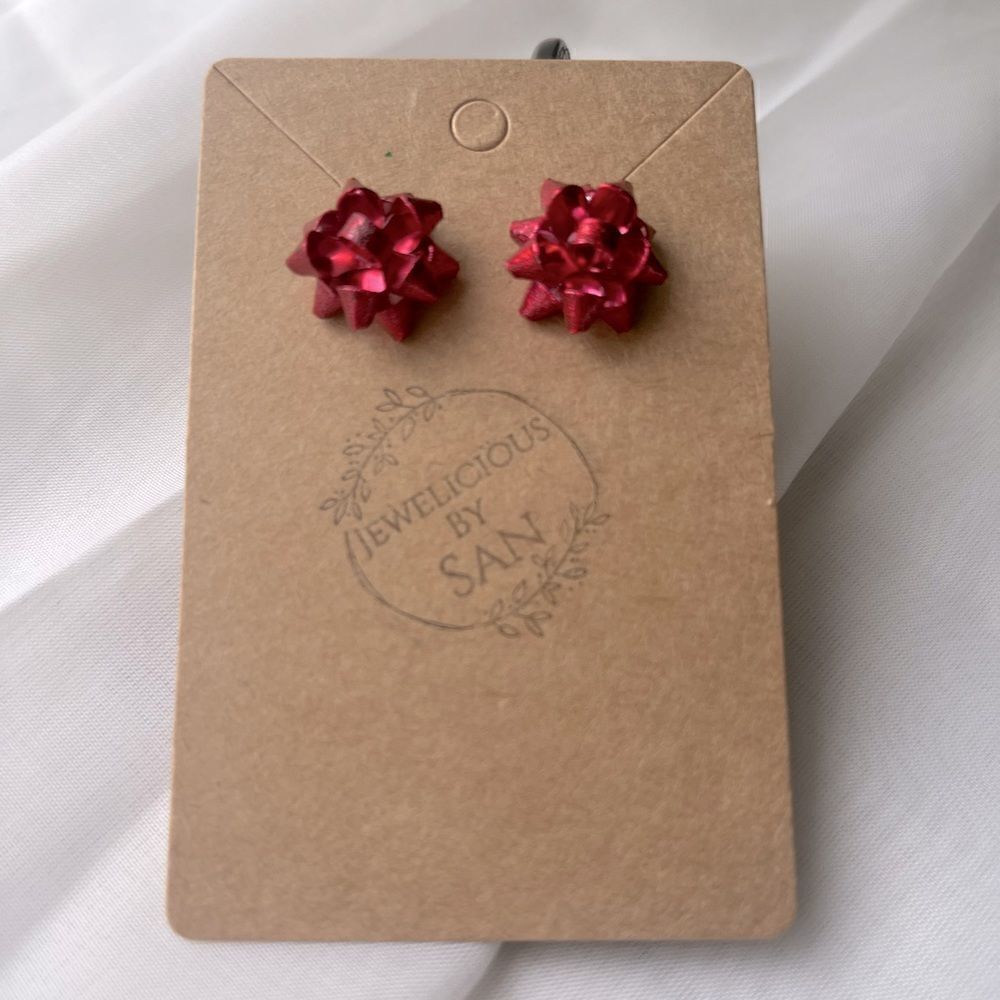 525 Christmas Red Bow Earrings 14$